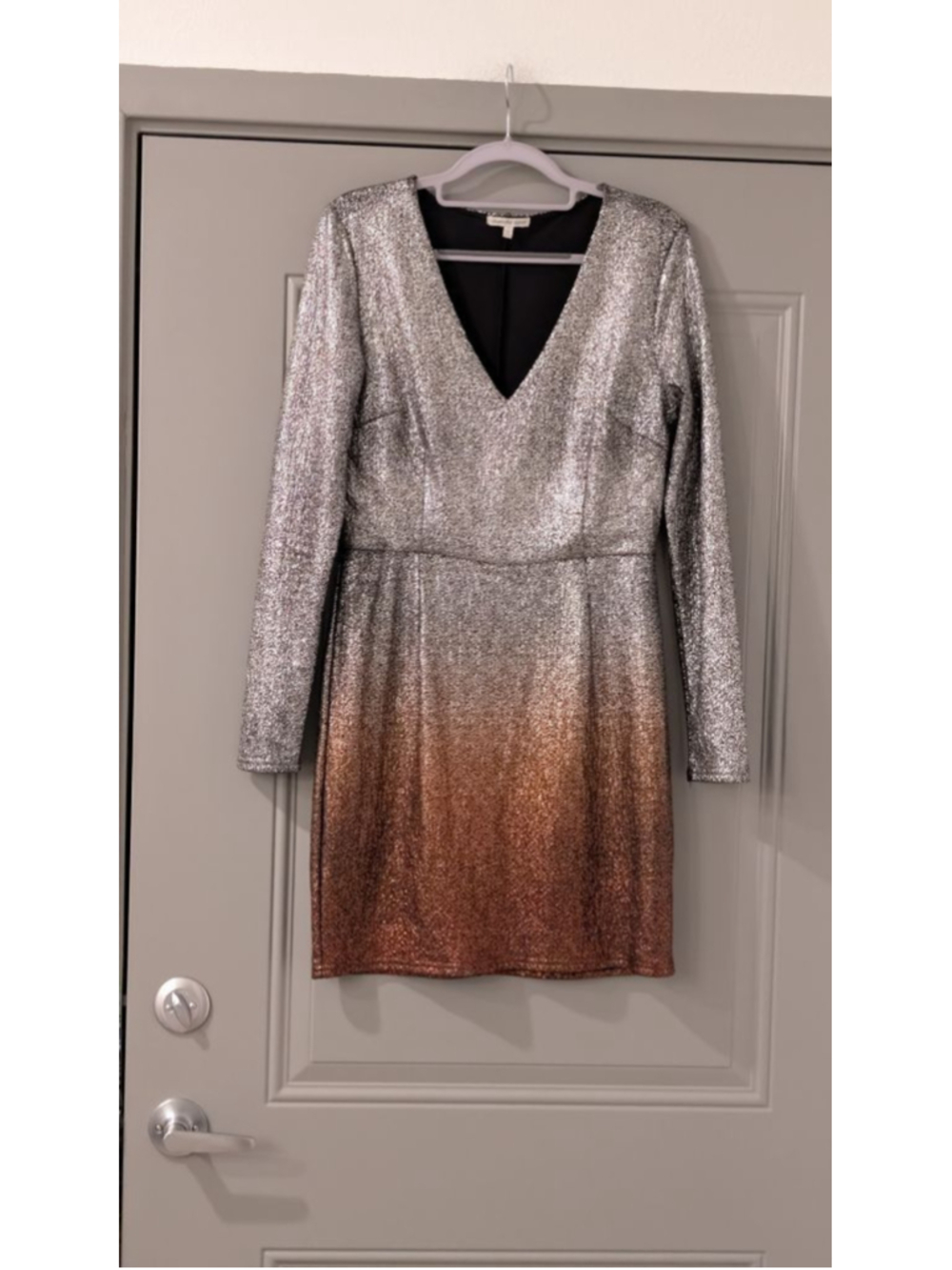 Women's Charlotte Russe Mini Dress L Silver Bronze Ombre